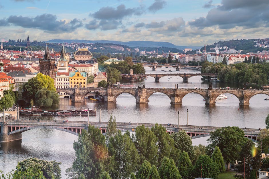 Luftaufnahme Der Betonbr&uuml;cke Und Der Von B&auml;umen Umgebenen Geb&auml;ude