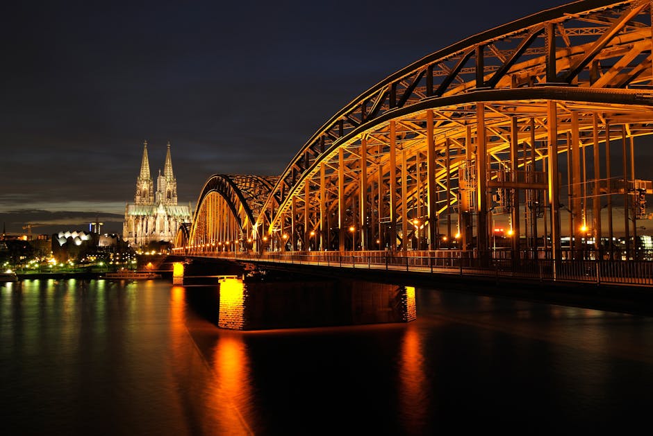 Architekturfoto Der Br&uuml;cke W&auml;hrend Der Nacht