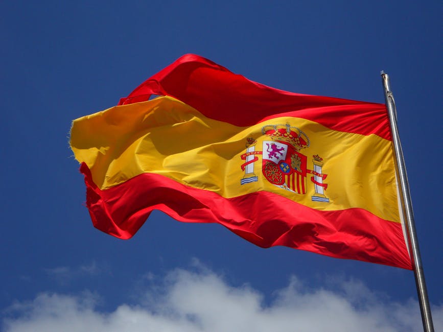 Spanien Flagge Im Pol