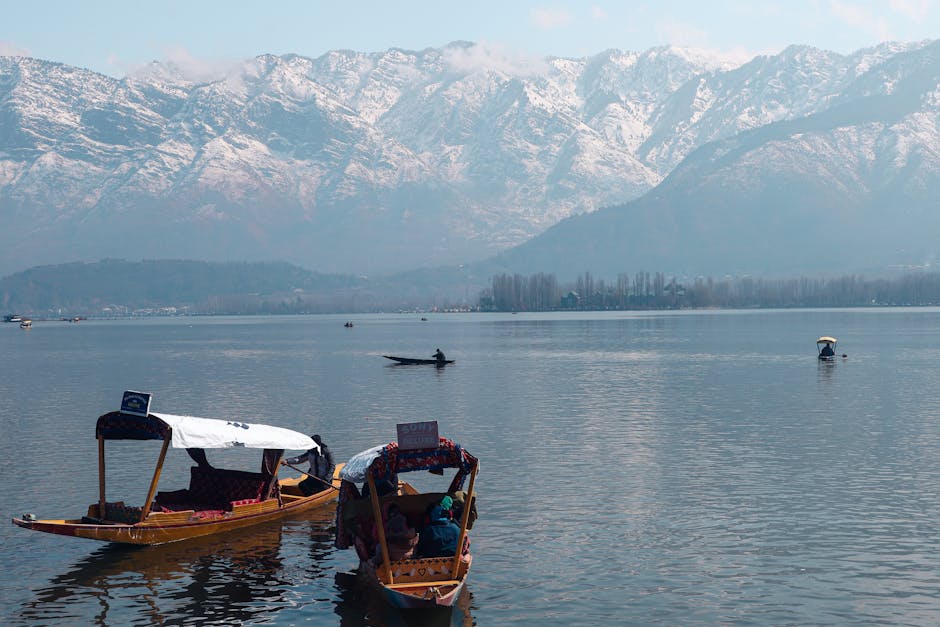 Berge, boote, dal see