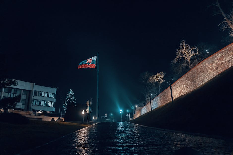 Beleuchtet, bratislava, fahnenstange