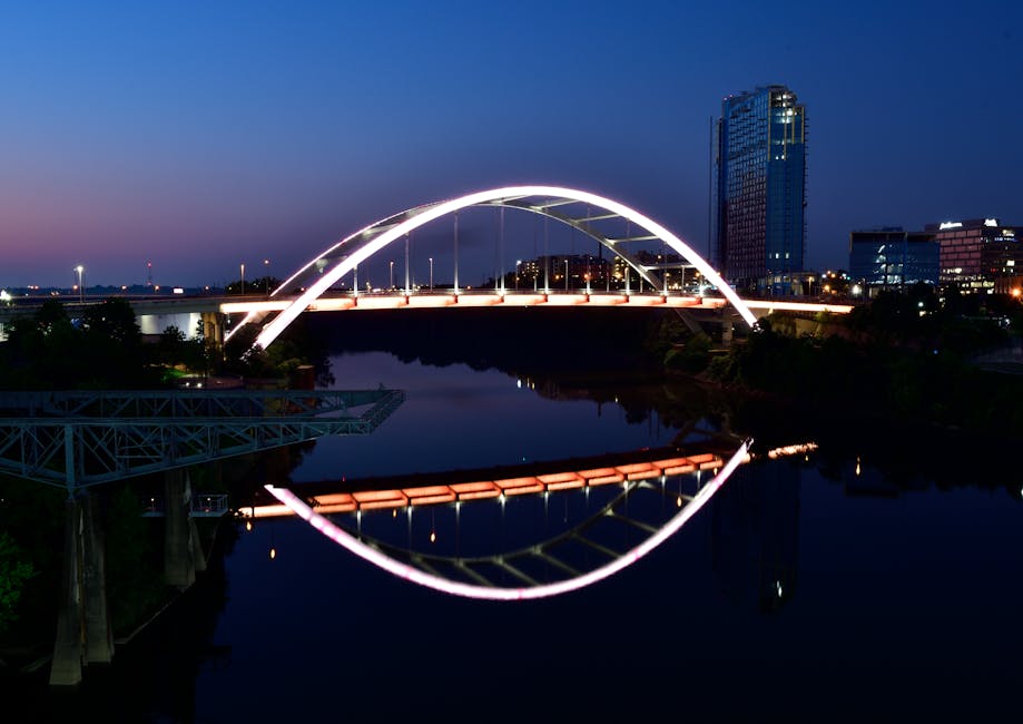 Abend, architektur, br&uuml;cke